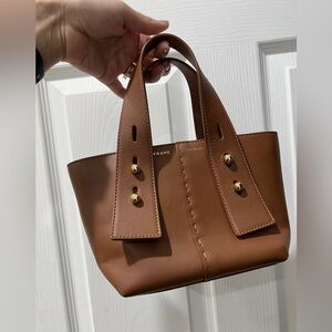 Frame Tan Mini Bag with Gold Accents